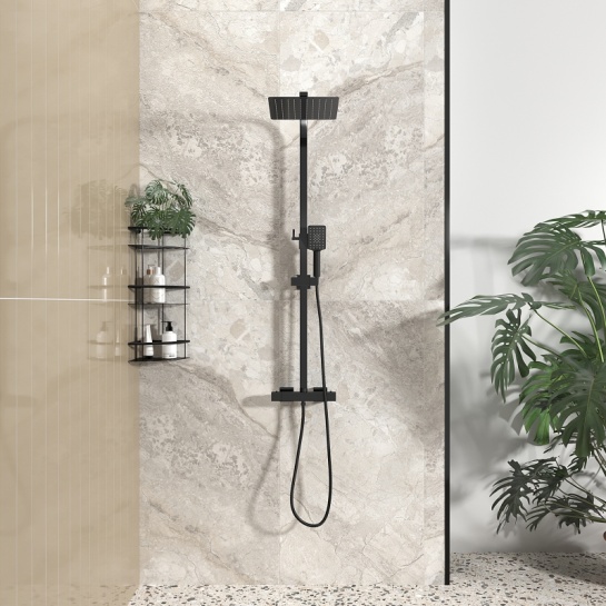 Twiss Black Square Shower Rail Kit Twiss Black Square Shower Rail Kit