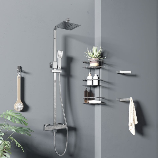 Bc Square Deluxe Thermostatic Shower And Riser Set Bc Square Deluxe Thermostatic Shower And Riser Set