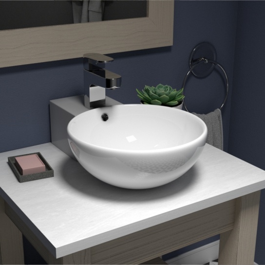 White Countertop Basin With Tap Ledge Monaco Tap Ledge Surface-top Basin curved Countertop