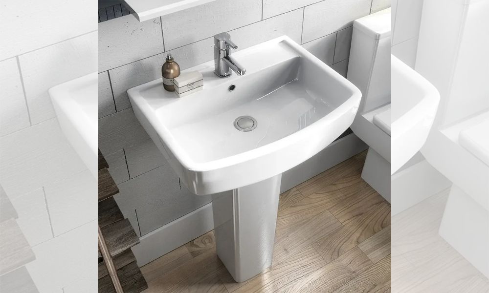 Bliss 520mm Ceramic Bathroom Wash Basin and Full Pedestal