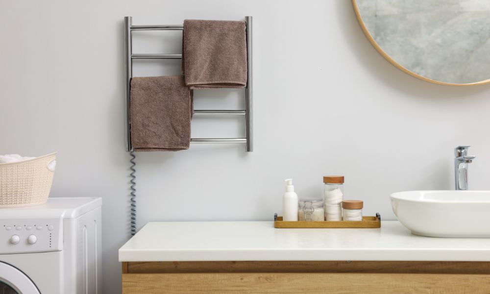 Brown Towels on Heated Towel Rails