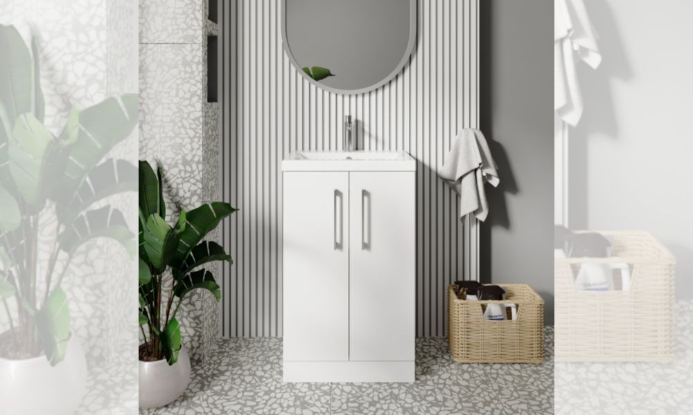 Fab 500 White Cloakroom Vanity Unit: 2 Doors, Freestanding