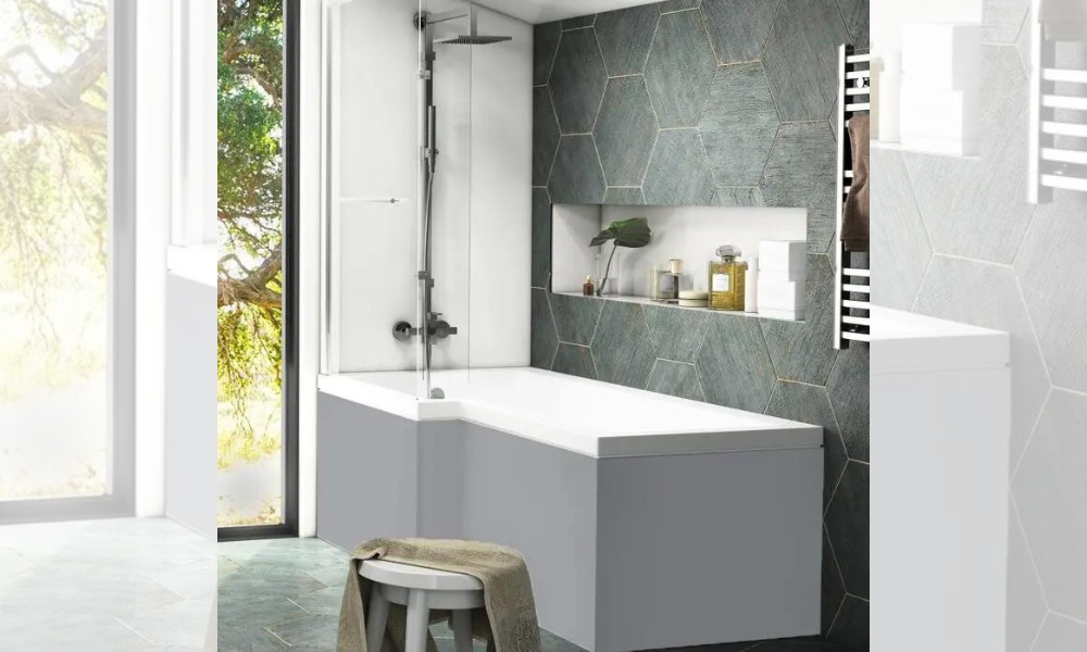 Grove Grey L-Shaped Shower Bath