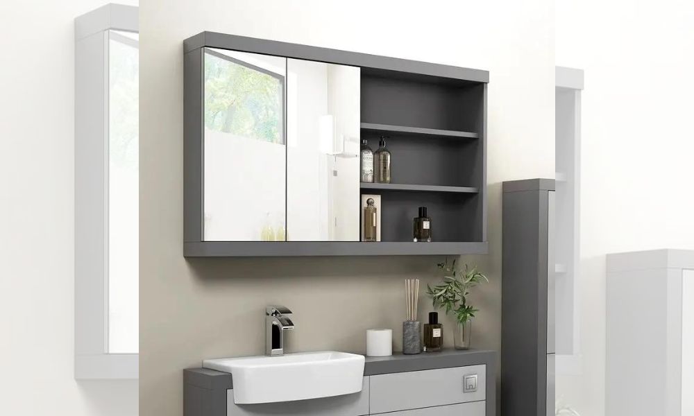 Grove Mirror Cabinet with Open Shelves