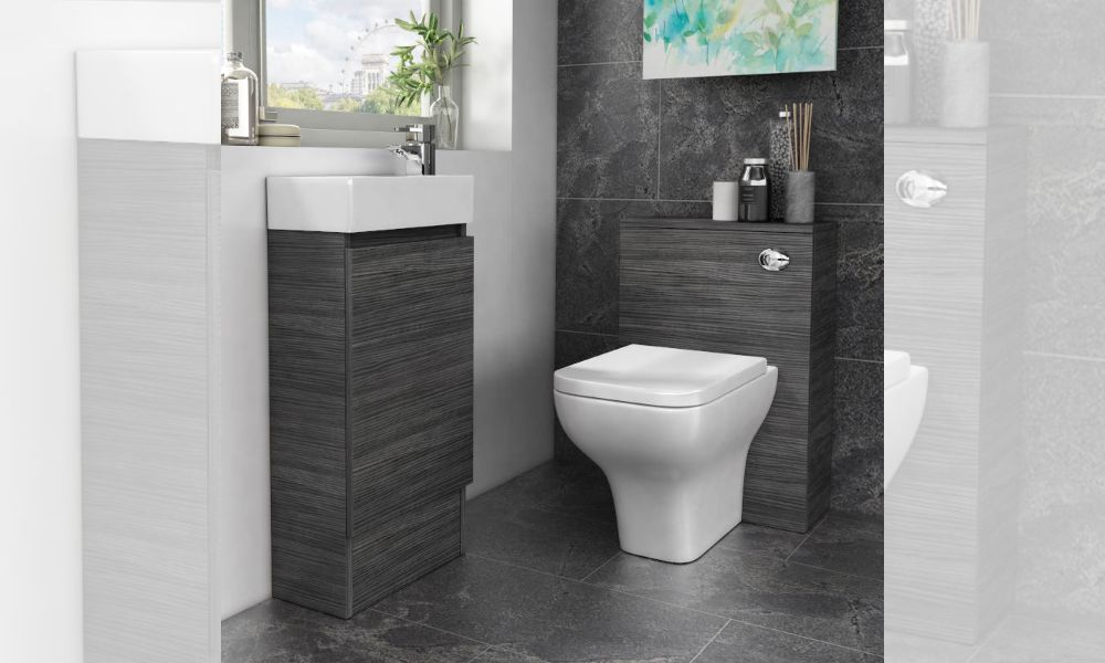 Hacienda 400 Cloakroom Suite: Floor Standing Basin Unit & Back to Wall Toilet