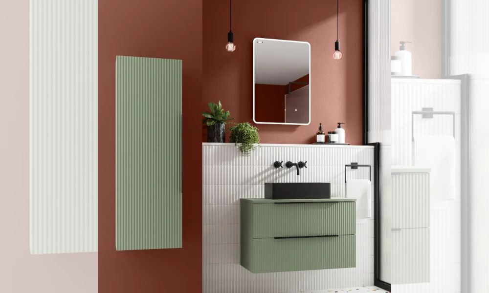 Hudson Reed Fluted 600mm Green Wall-Hung Vanity Unit