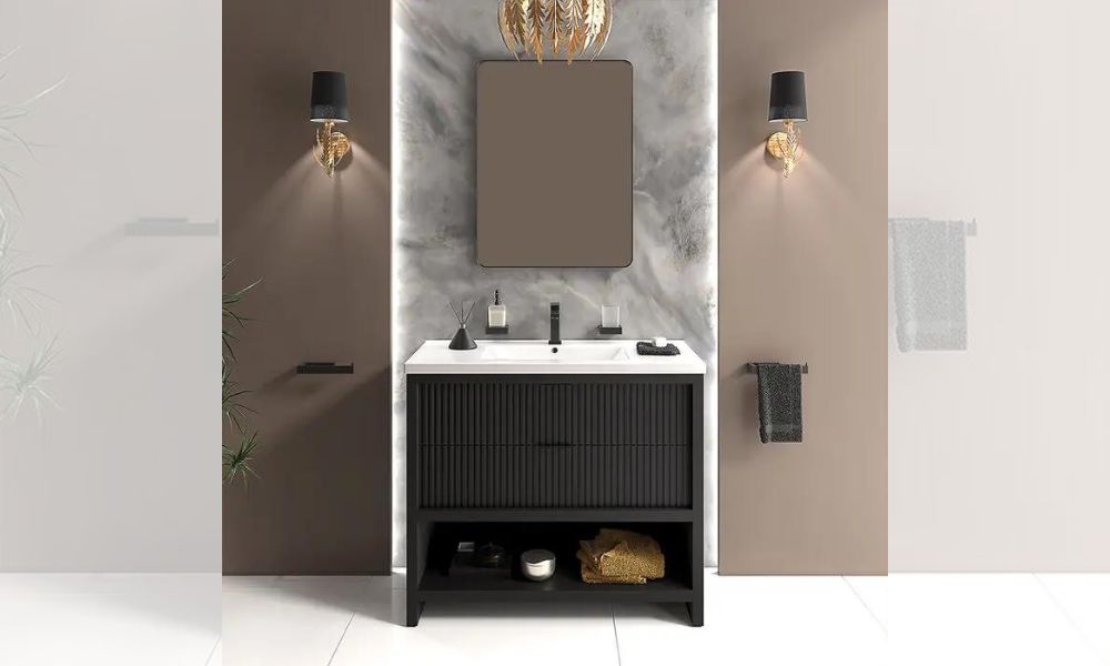 Jasmine 1000mm Floorstanding Black Vanity Unit