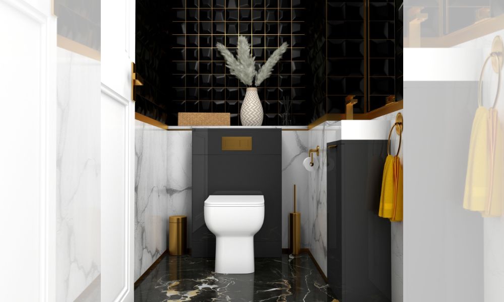 Jivana 400 Cloakroom Suite Grey Vanity Unit & Back to Wall Toilet