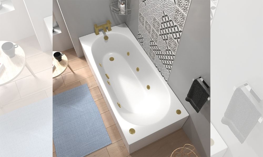 Laguna Whirlpool Bath: Brushed Brass Jets