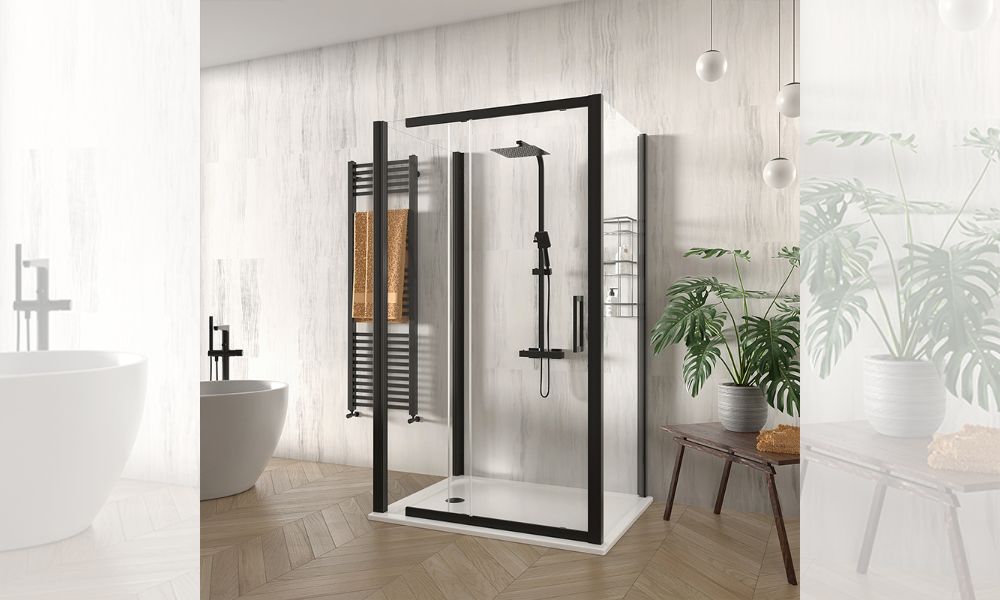 Odessa Black Three-sided 1200mm Shower Cubicle
