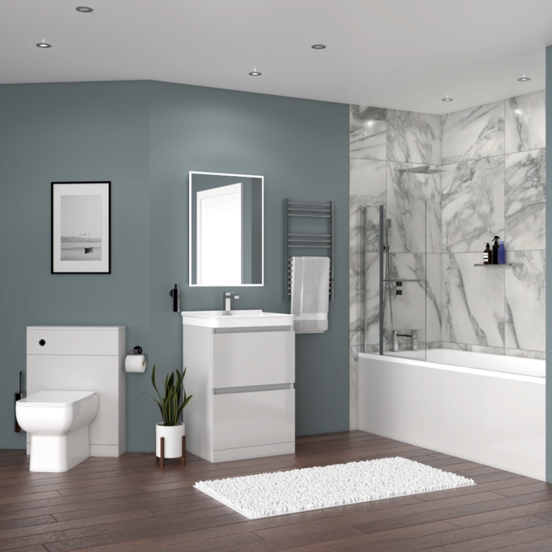 Ashford Straight Bath Suite with Vanity, Toilet and 1700mm Bath ...