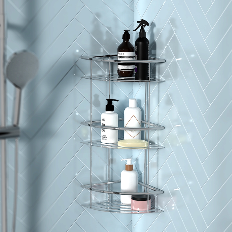 Slade Corner Shower Caddy: 3-tier, Chrome | Buy Online at Bathroom City