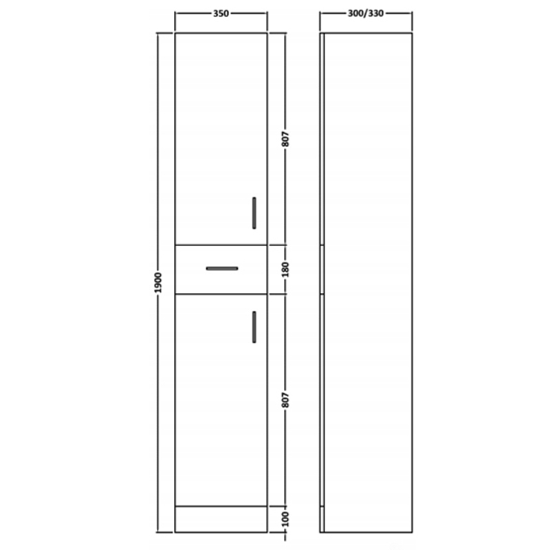 New Ecco 350 X 330 Tallboy Specification Diagram