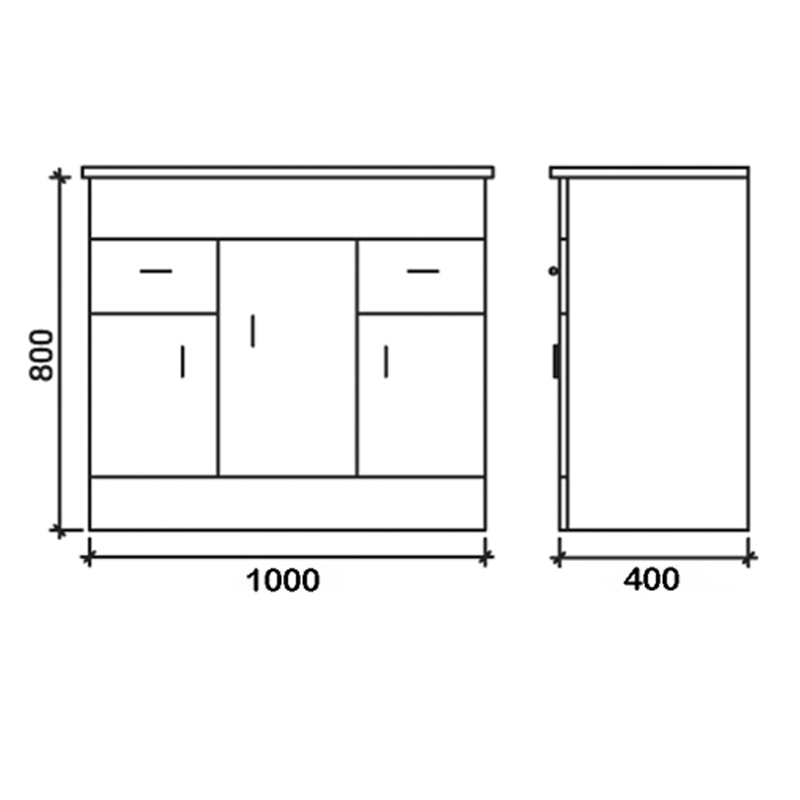 1000mm Basin Unit Specification Diagram