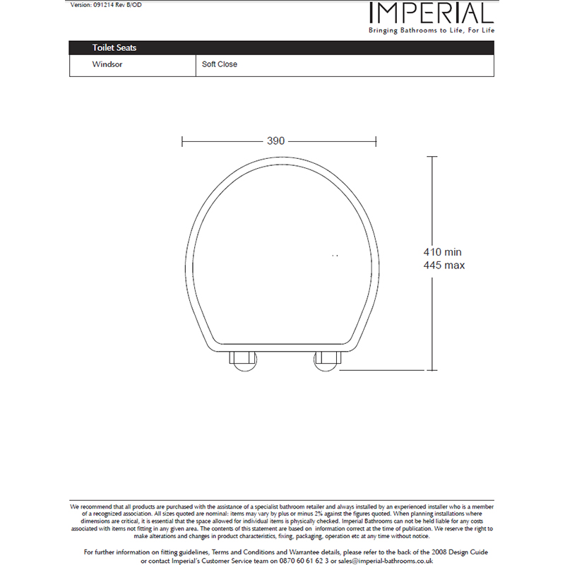 Windsor Solid Wood Toilet Seat Chrome With Soft Hinge Specification Diagram