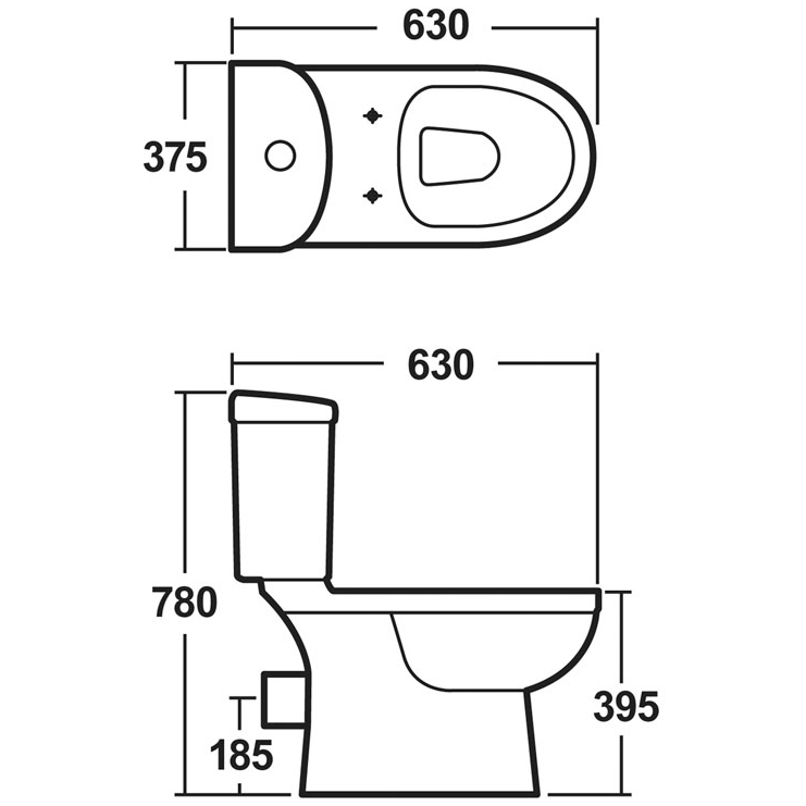 Ivo Pan Pack Including Cistern, Toilet And Soft Close Seat Specification Diagram