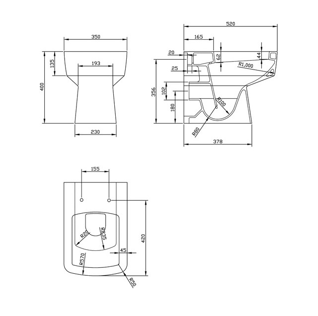 Bliss Back To Wall Pan With Square Top Fixing Toilet Seat Specification Diagram