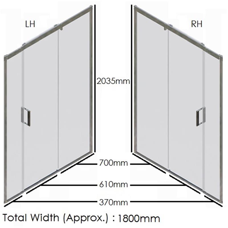 Eauzone Sliding Door Recess 1800mm Specification Diagram