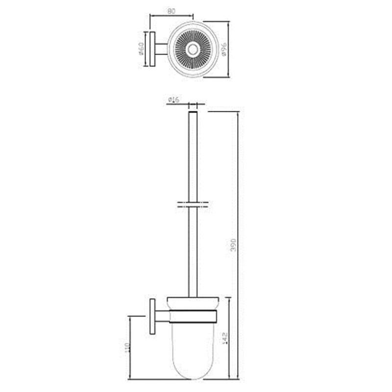 Continental Toilet Brush & Holder Specification Diagram