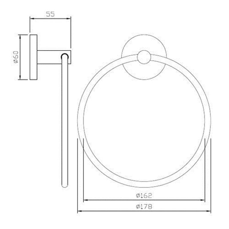 Continental Towel Ring Round Specification Diagram