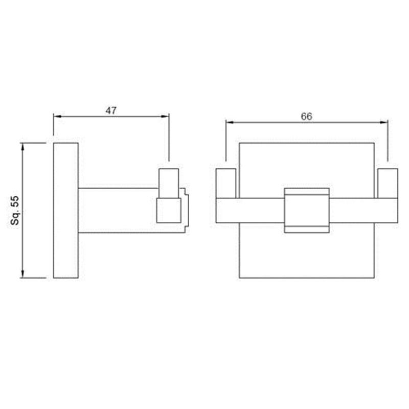 Kubix Double Robe Hook Specification Diagram