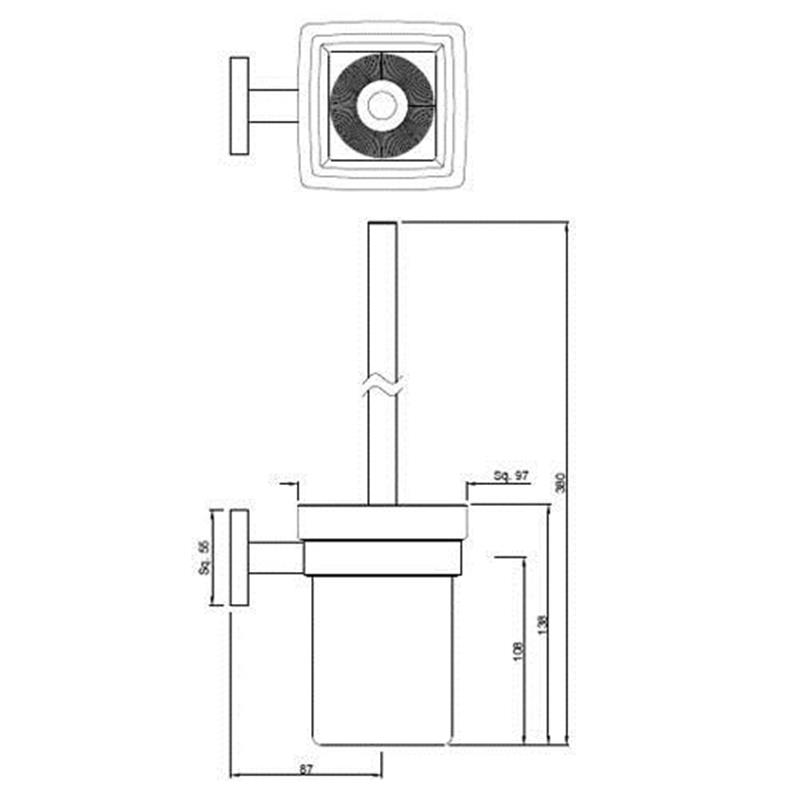 Kubix Toilet Brush & Holder Specification Diagram