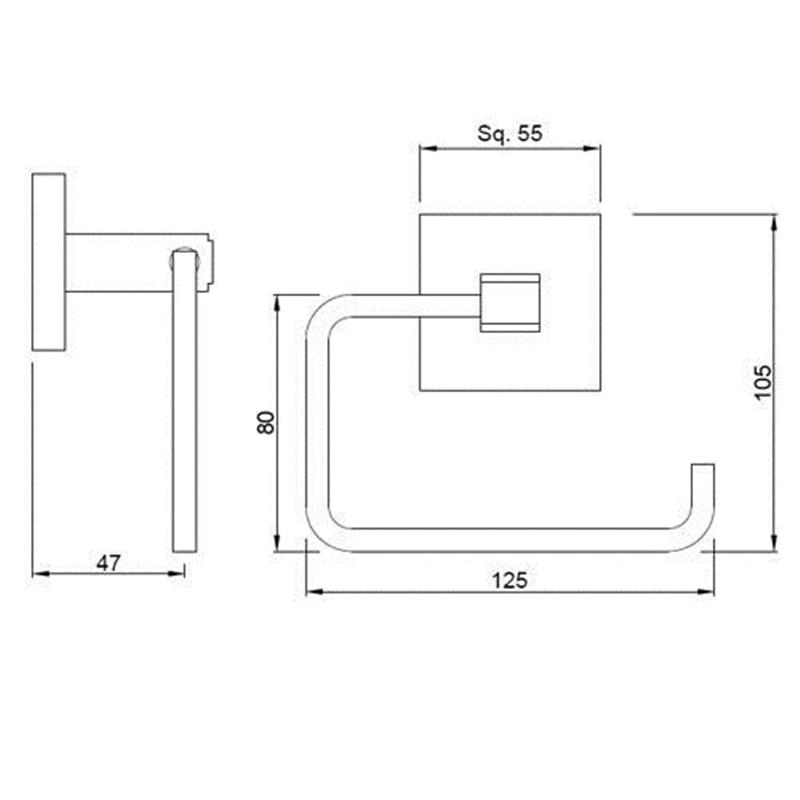 Kubix Toilet Paper Holder Specification Diagram