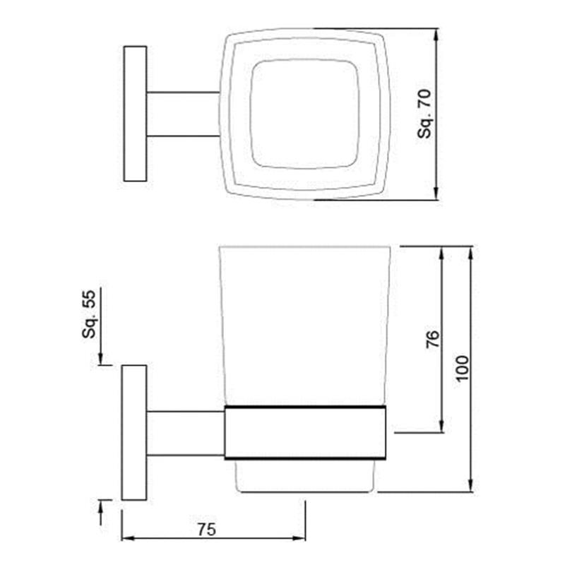 Line drawing of Kubix Tumbler Holder