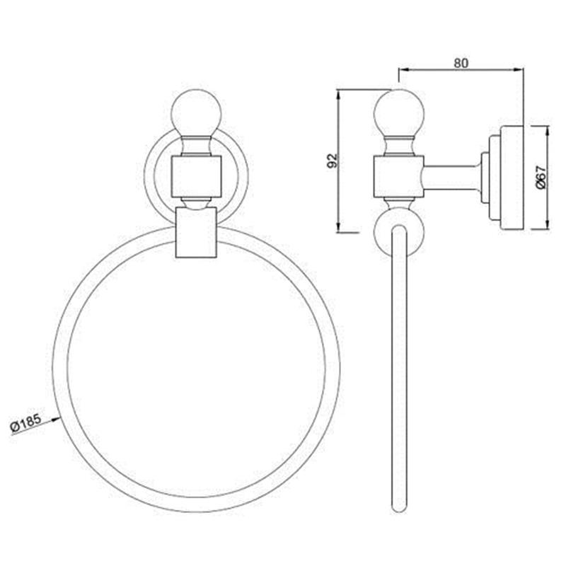 Queens Towel Ring Round Specification Diagram