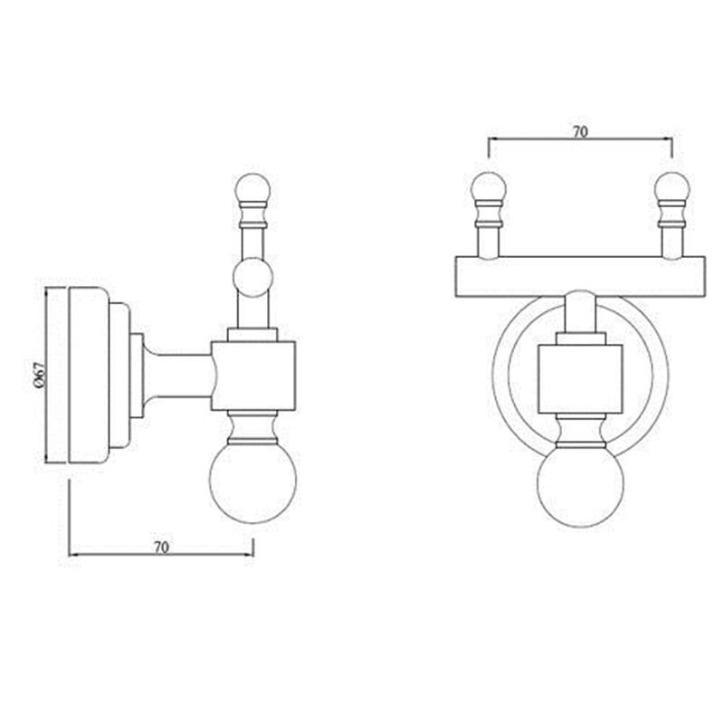 Queens Double Robe Hook Specification Diagram