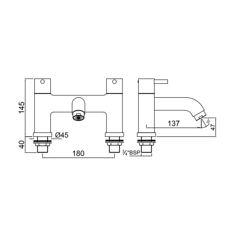 Florentine Bath Filler H Type, LP 0.3 Specification Diagram