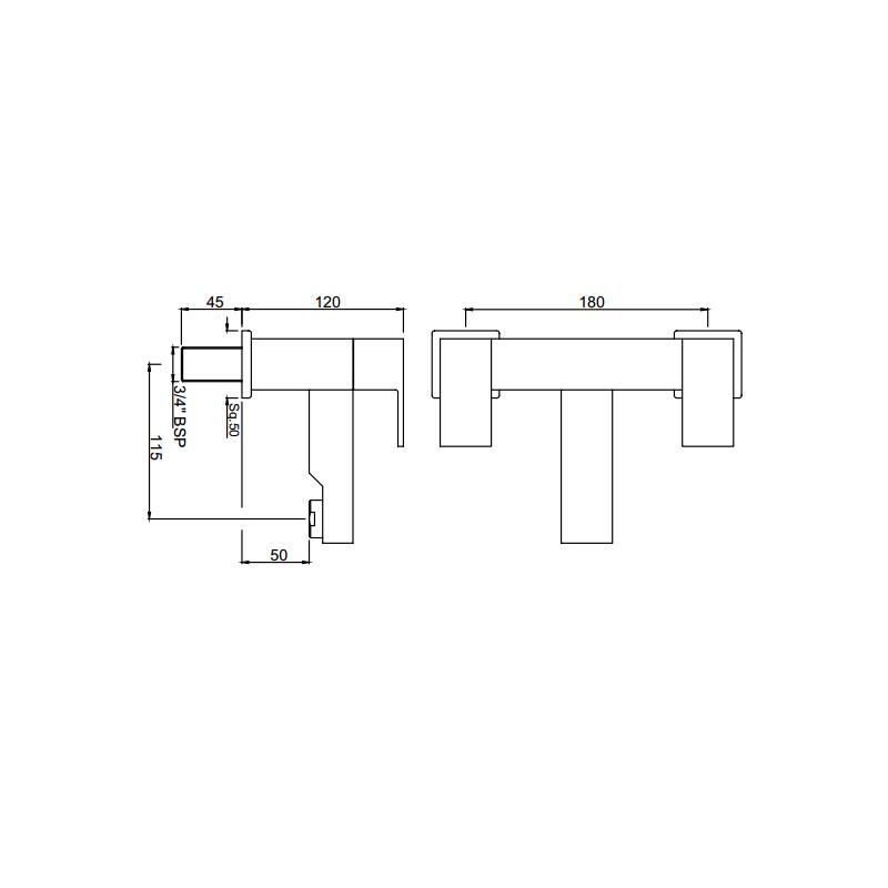 Kubix Bath Filler H Type, LP 0.3 Specification Diagram