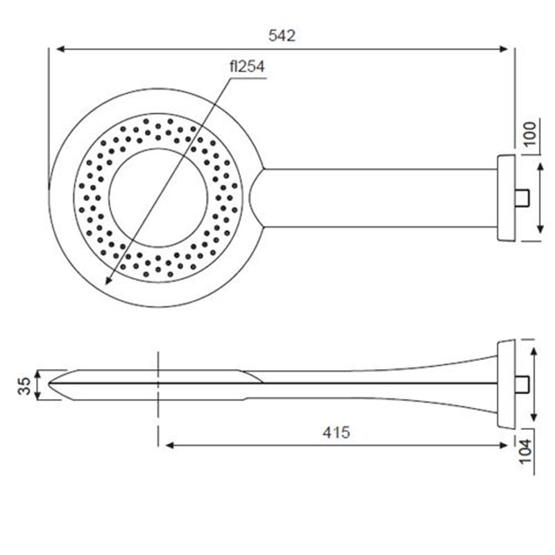 Opnamix Prime Fixed Air Shower Head Specification Diagram