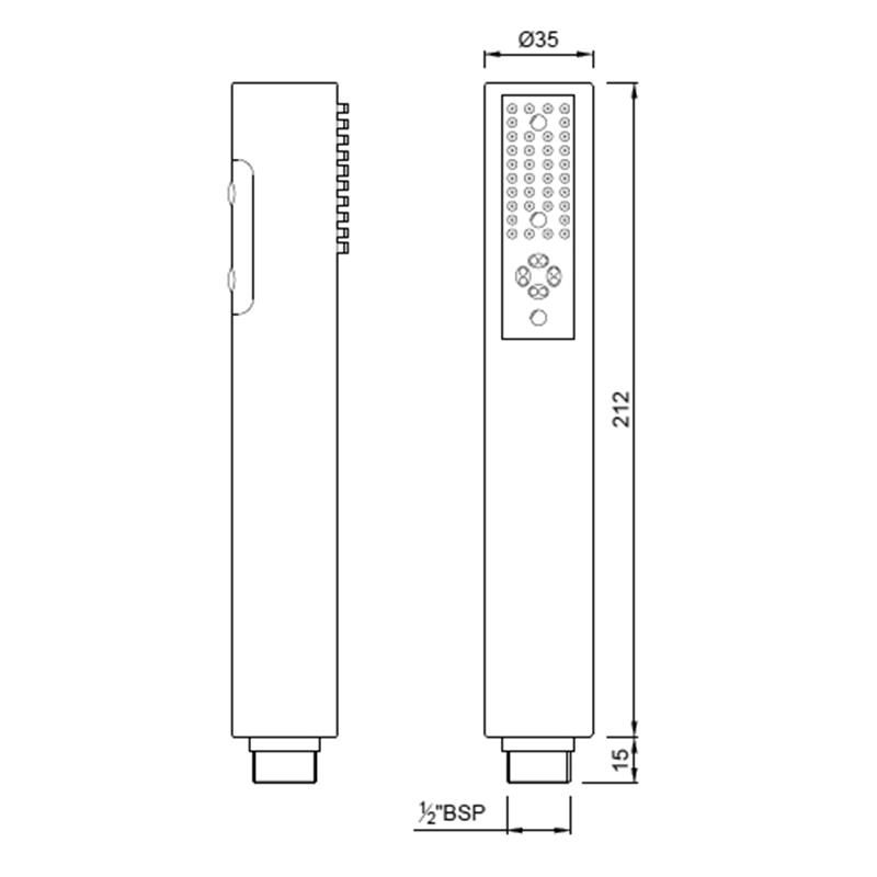 Dual Function 32mm Diameter Round Shape Hand Shower, LP 0.3 Specification Diagram