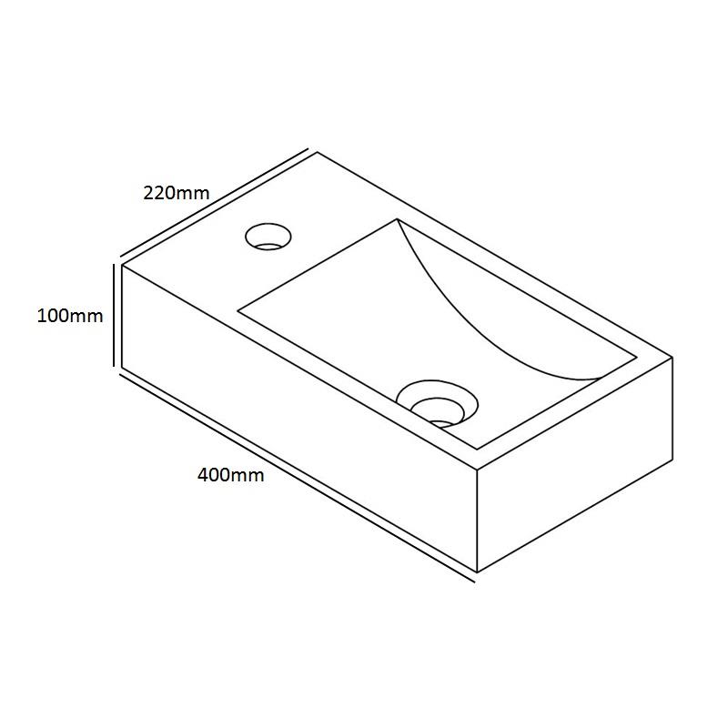 Forzalaqua Venetia Cloakroom Natural Stone Basin Cloudy Marble Specification Diagram