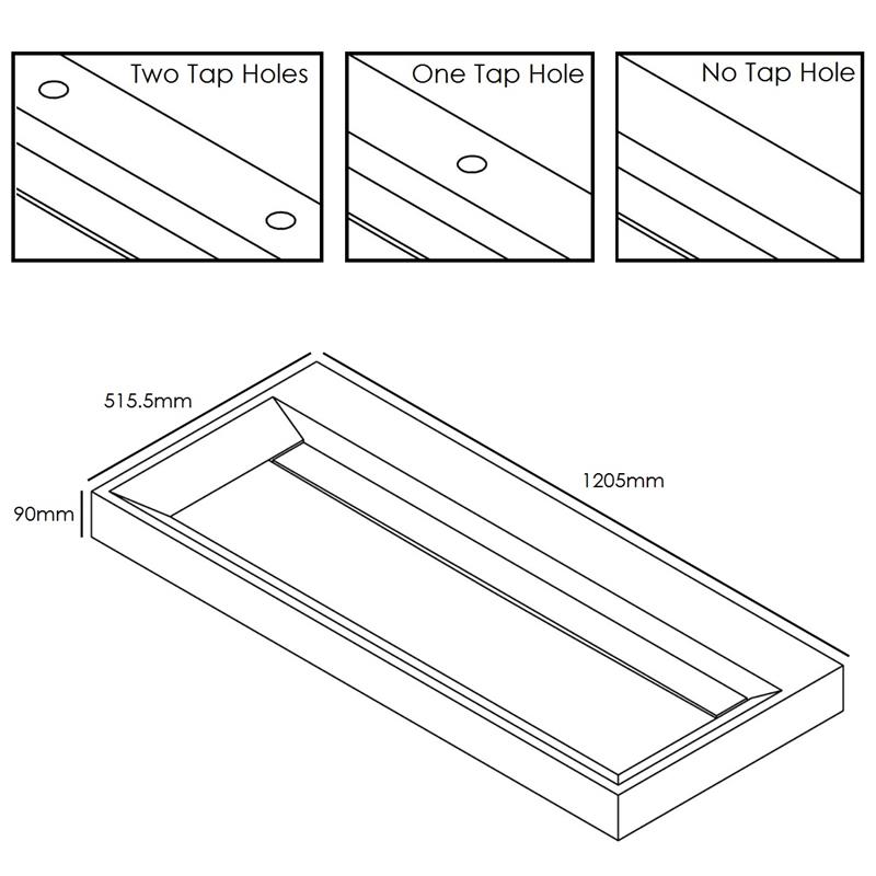 Forzalaqua Bellezza 120 Natural Stone Basin Travertine Specification Diagram