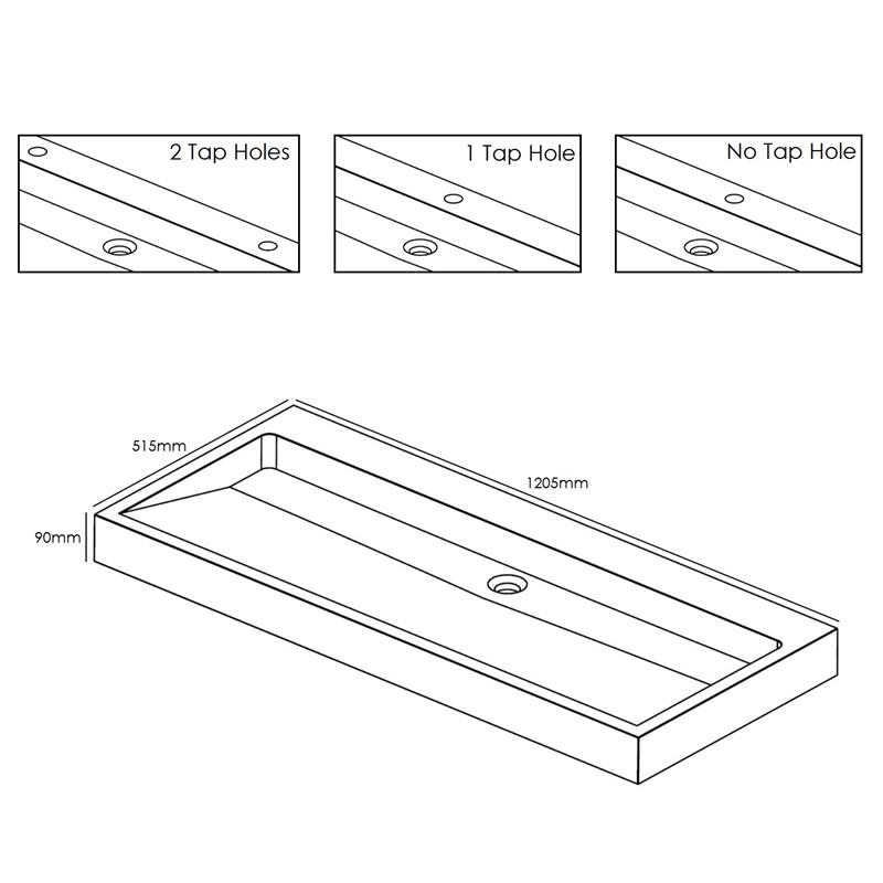 Forzalaqua Palermo 120 Natural Stone Basin Travertine Specification Diagram