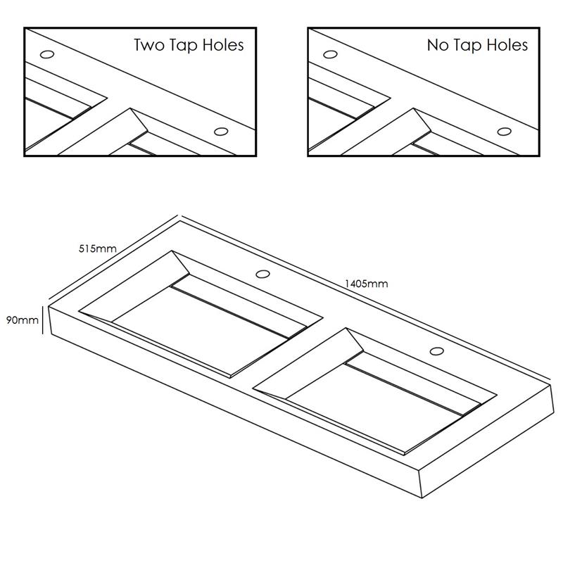 Forzalaqua Bellezza Doppio Natural Stone Basin Travertine Specification Diagram