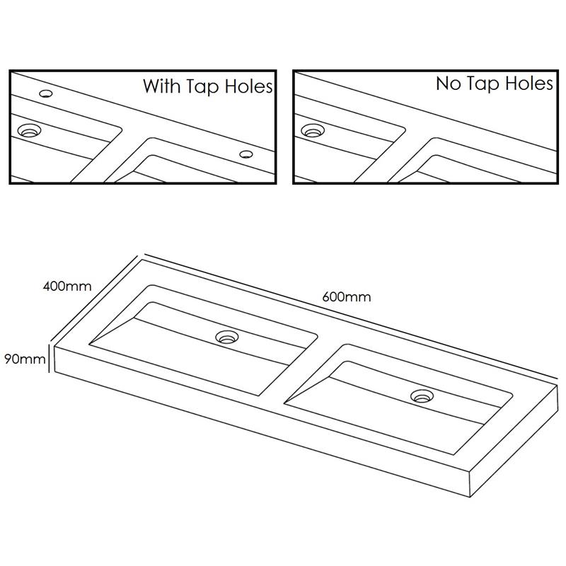 Forzalaqua Palermo Doppio Natural Stone Basin Cloudy Marble Specification Diagram