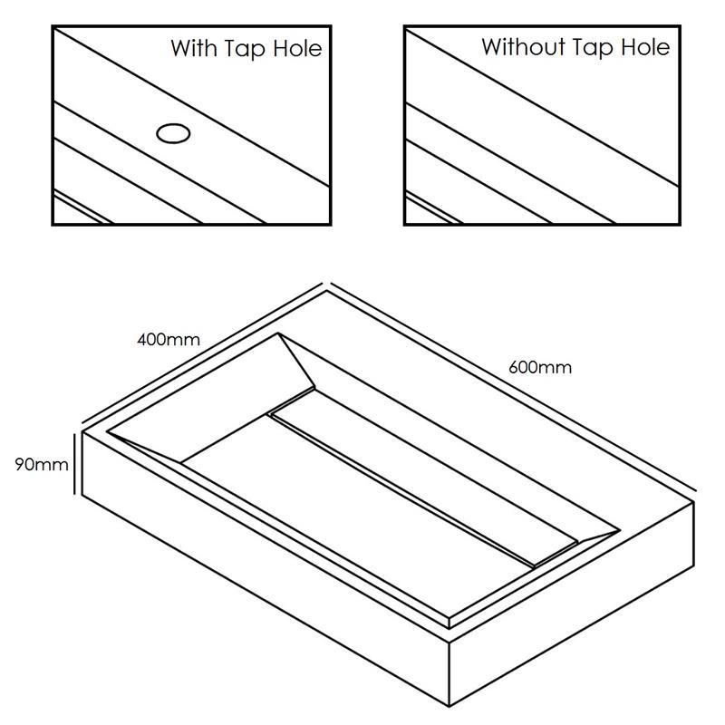 Forzalaqua Bellezza 60 Natural Stone Basin Cloudy Marble Specification Diagram