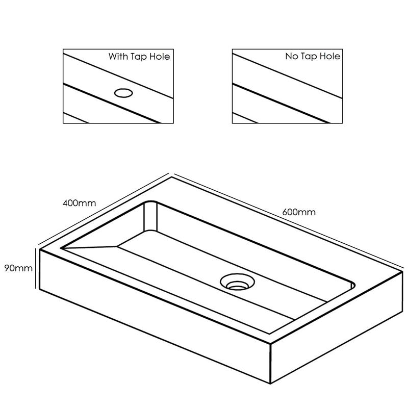 Forzalaqua Palermo 60 Natural Stone Basin Travertine Specification Diagram