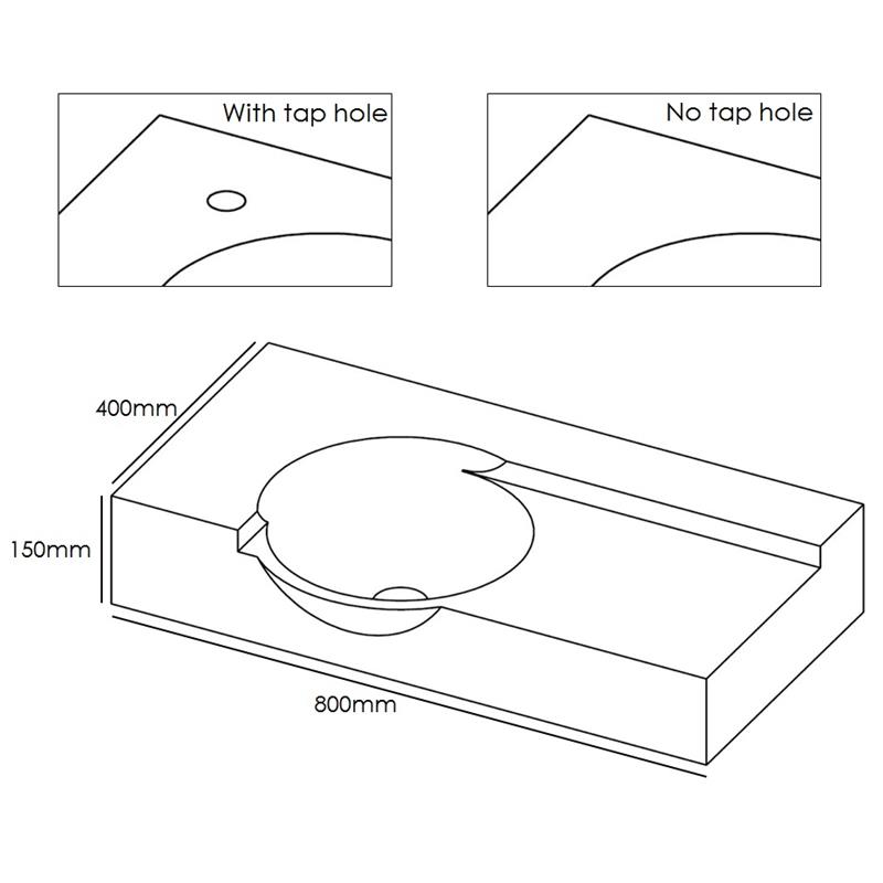 Forzalaqua Laguna Natural Stone Basin Cloudy Marble Specification Diagram