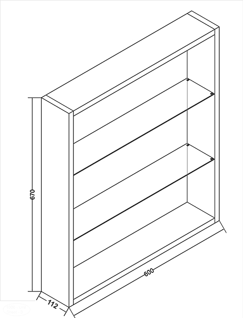 Patello Grey Glass Shelf Wall Storage Specification Drawing