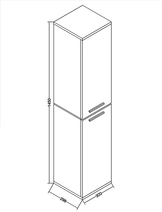 Patello Tall Boy Storage White Specification Drawing