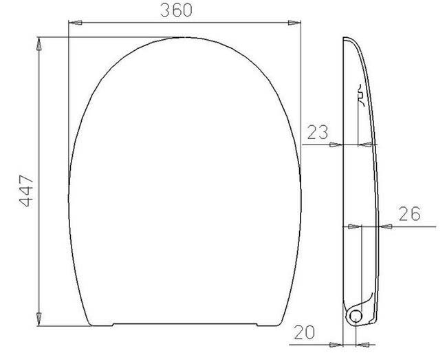 Luxury Round Soft Close Top Fix Toilet Seat Specification Diagram