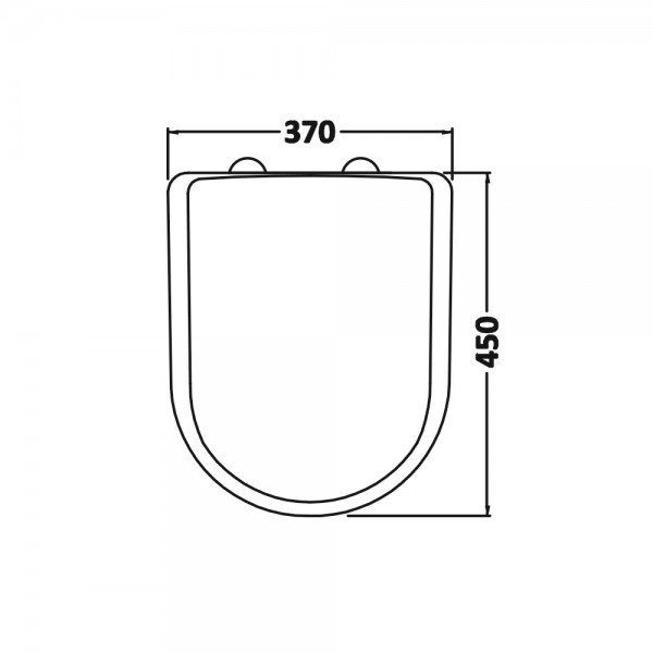 Line drawing of Compact Luxury Rounded D Shape Soft Close Top Fix Toilet Seat