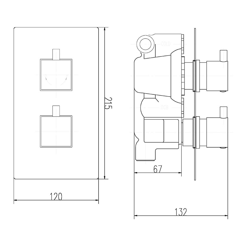 Chrome Volt Thermo Twin Valve Specification Diagram