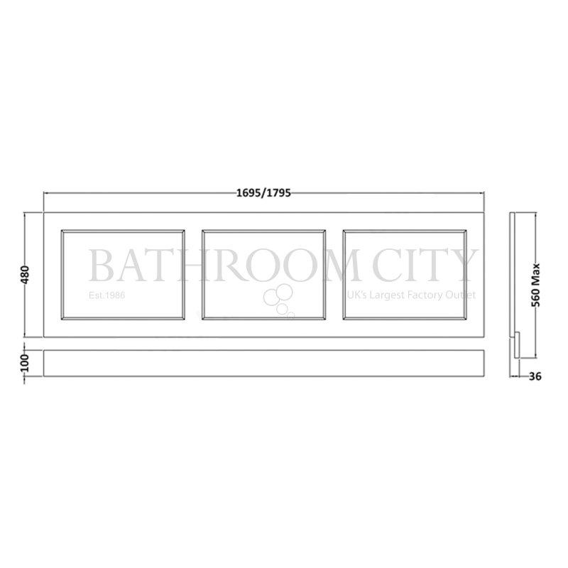 Stiffkey Blue 1700MM Bath Front Panel Specification Diagram