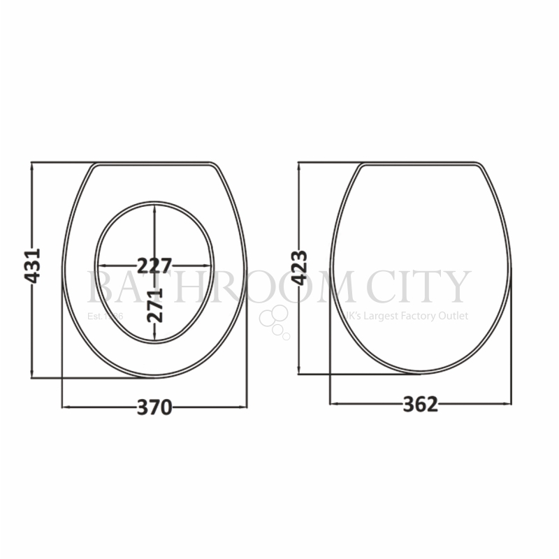 Fitzroy Traditional Toilet Seat Specification Diagram