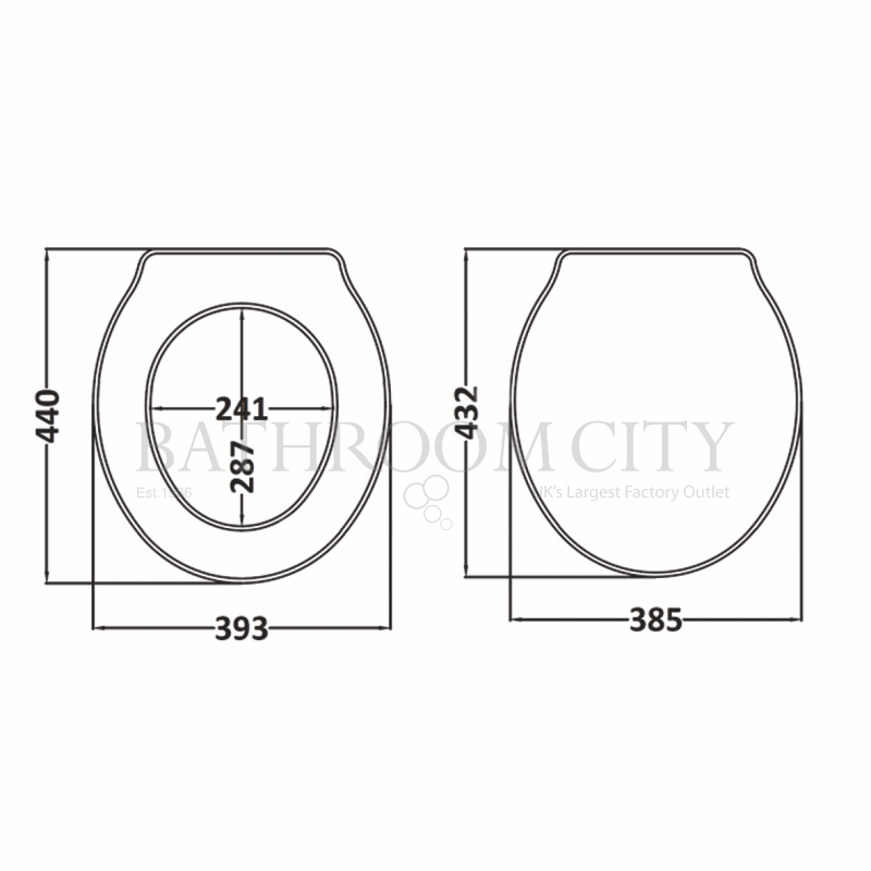 PORCHESTER TRADITIONAL TOILET SEAT Specification Diagram